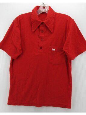 VTG Sears Kings Road Polo Shirt Medium 70s Mod Leisure Big Collar *